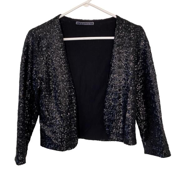 Velvet By Graham & Spencer Black Razi Sequin Blazer Jacket Size Medium - Picture 2 of 8